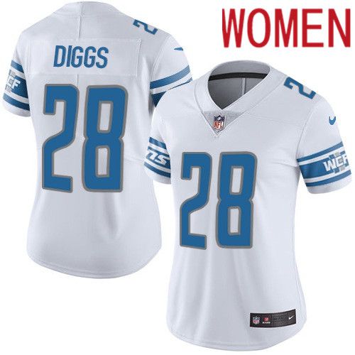 Women Detroit Lions #28 Quandre Diggs Nike White Vapor Limited NFL Jersey->women nfl jersey->Women Jersey